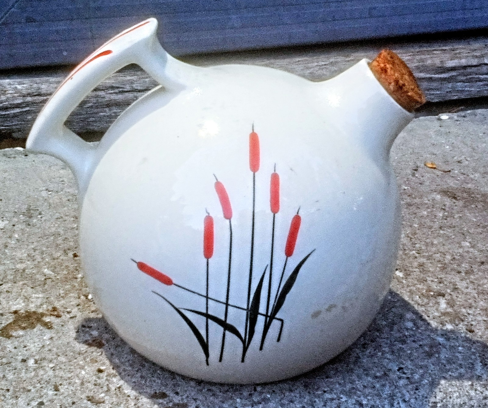 Universal pottery art deco cattail ball jug pitcher AI