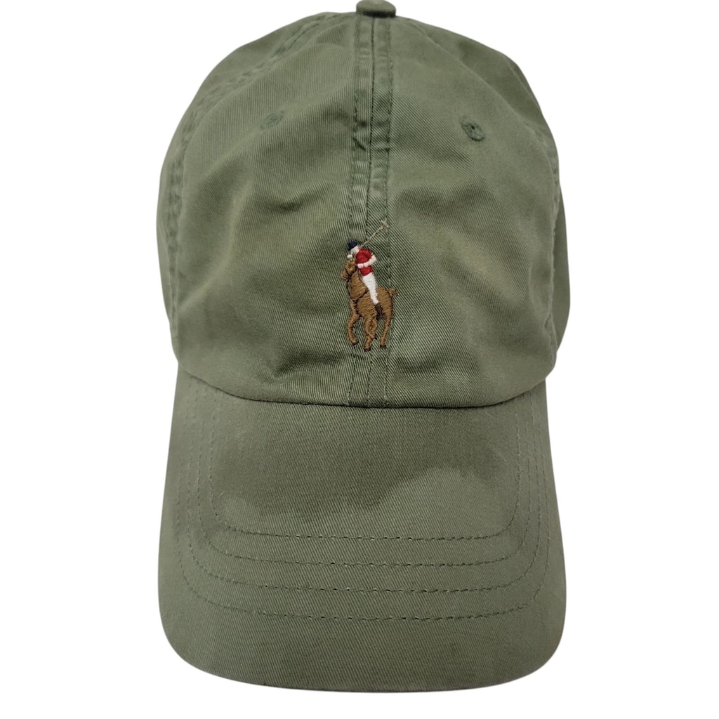 Polo Ralph Lauren Men Sport Classic Sport Adjustable Leather Hat/Cap-Army Green