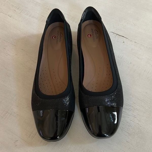 CLARKS Black Darcy Cap Flats