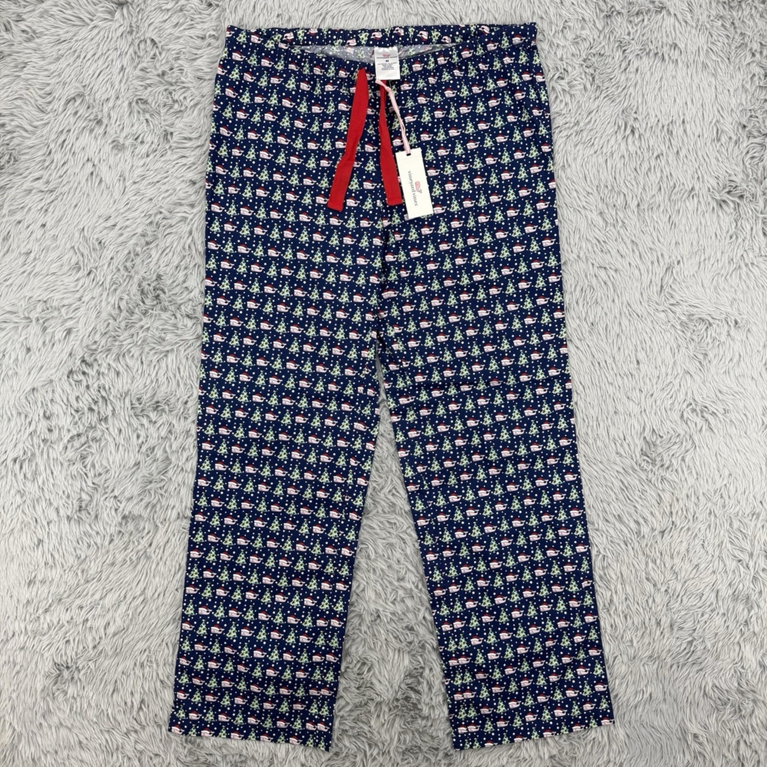 Vineyard Vines Pants Men's M Tree Deep Bay NWT Printed Lounge Whale Christmas