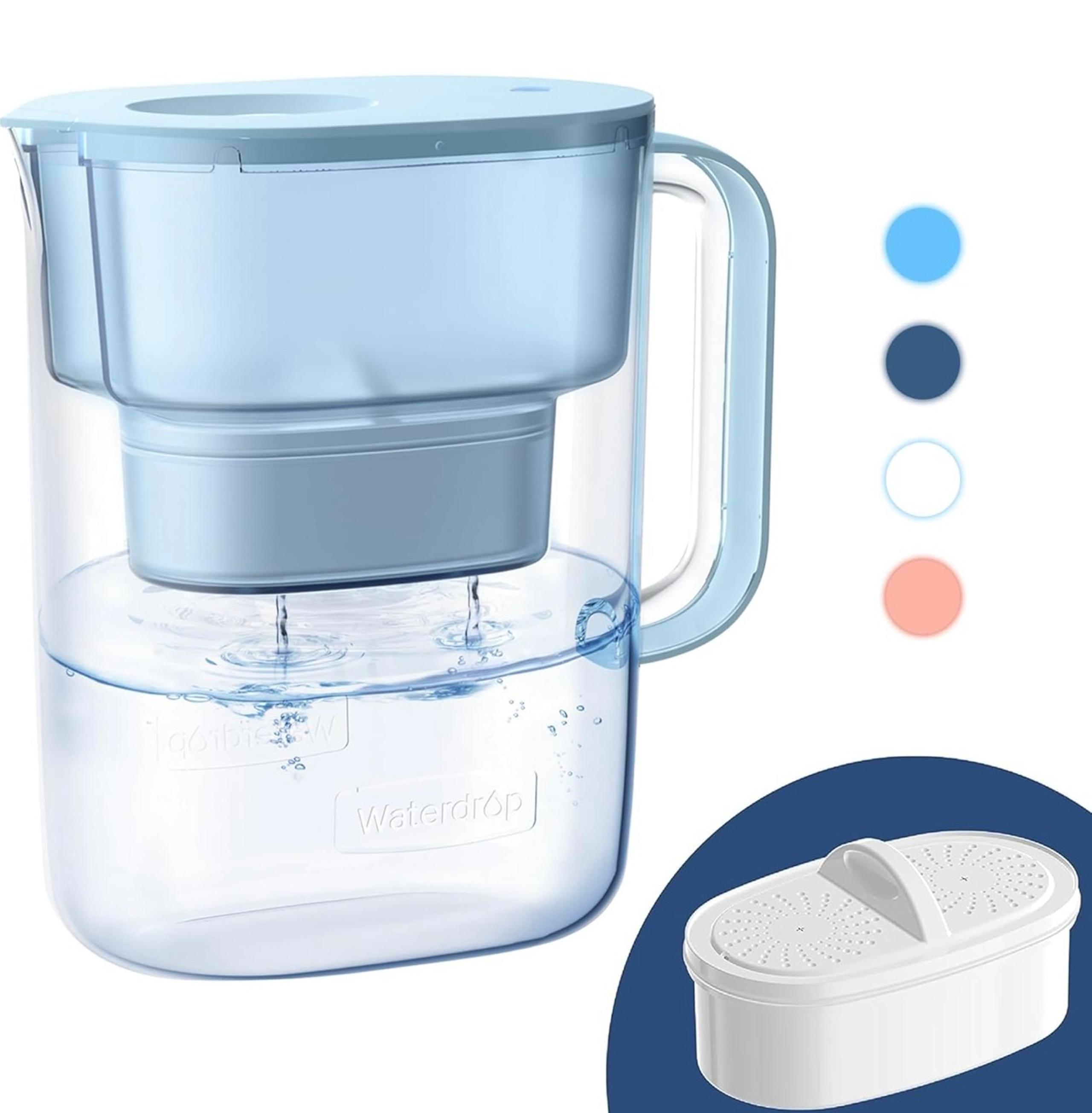 Waterdrop Water Filter Pitcher, 200-Gallon Long-Life, 2.5 Liters, Blue - NWT