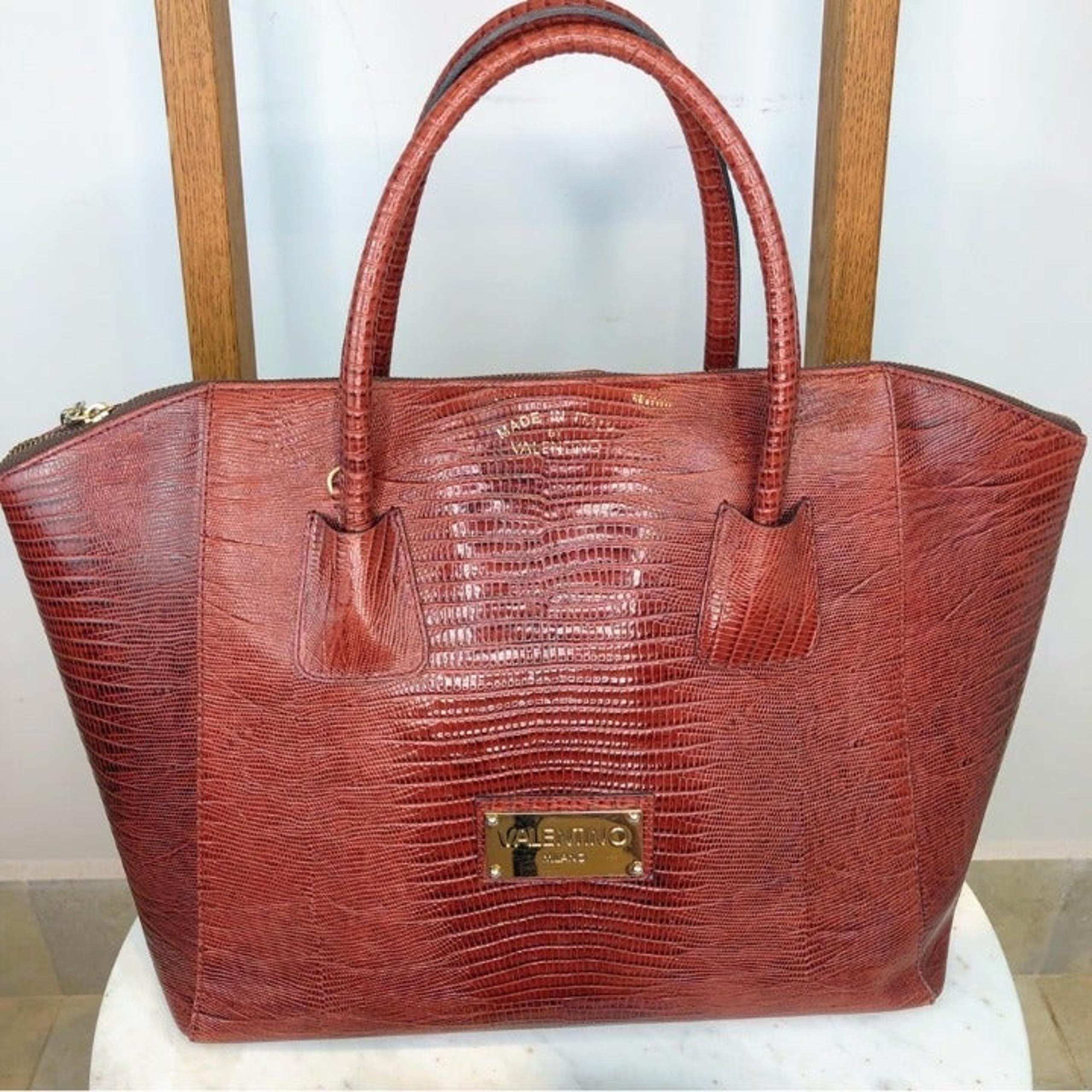 VTG Valentino Milano brown reptile leather satchel with shoulder strap