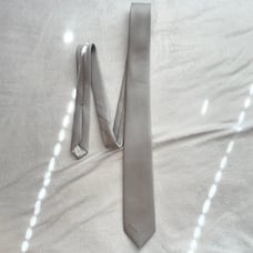 Vintage Oscar de la Renta Silver Gray Dots Men’s Neck Tie