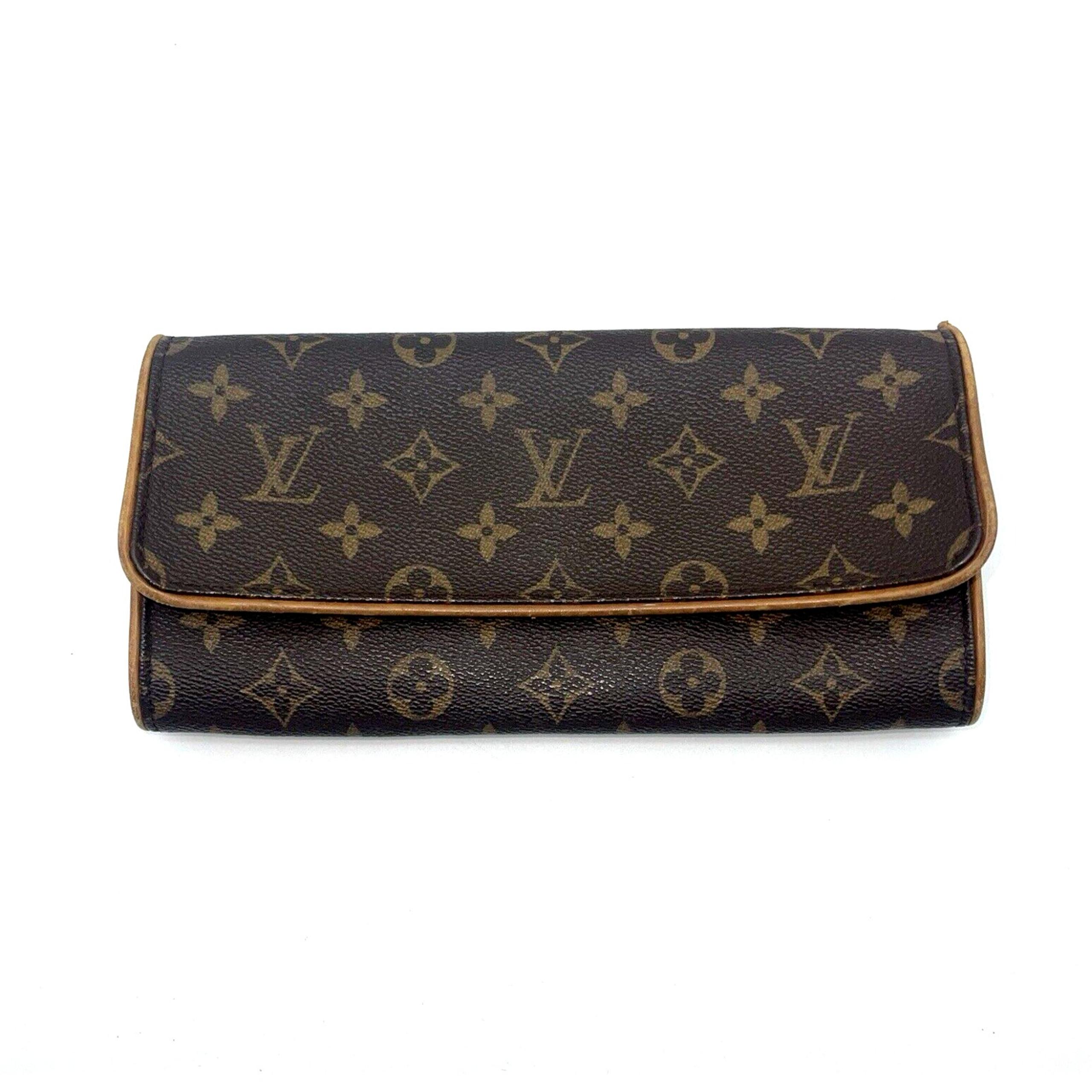 Authentic Louis Vuitton Pochette Twin Monogram Brown Clutch