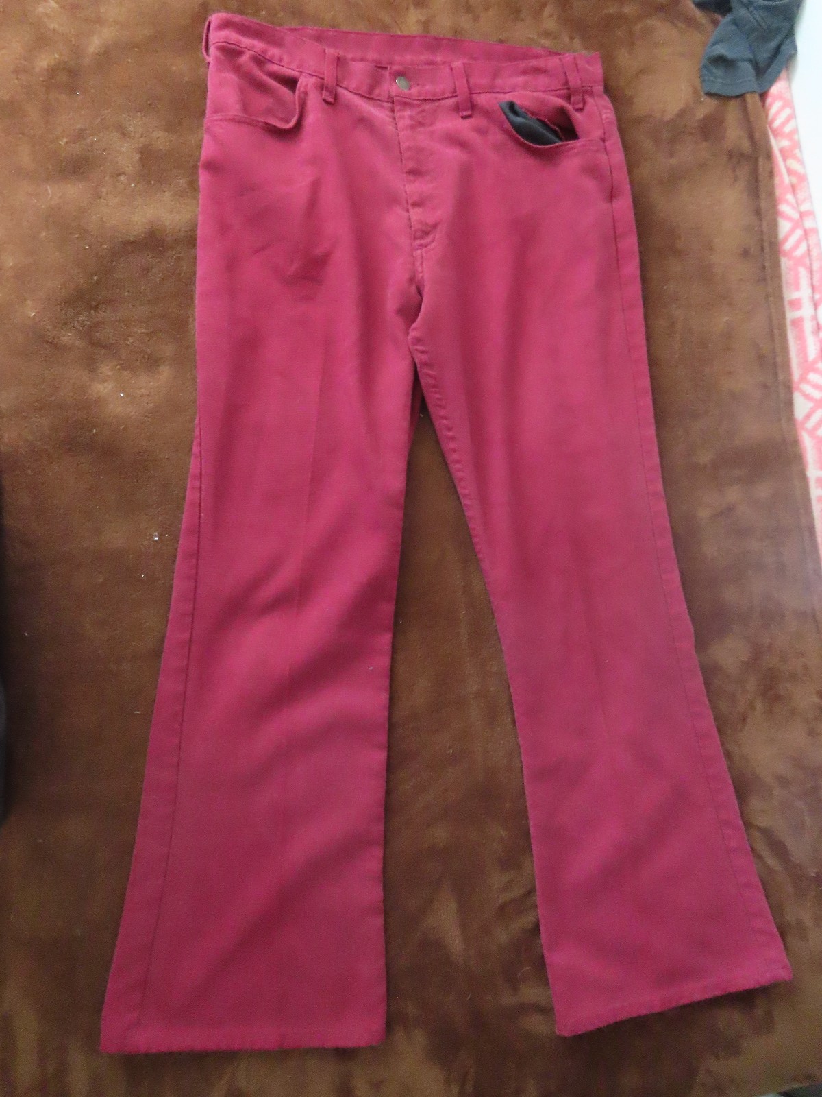 Vintage red Levi’s Sta-prest Big E Pants 36x29.5 70s 1970s Flared Talon Zipper