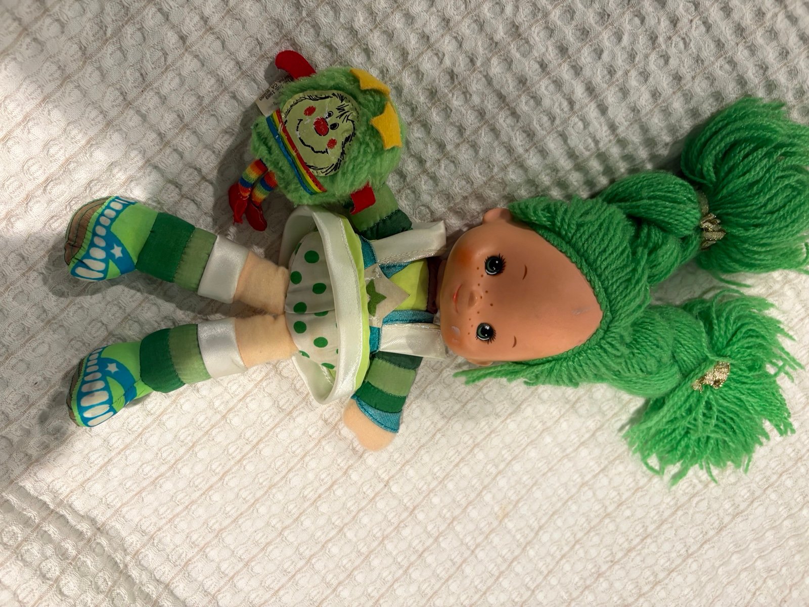 Patty o green vintage rainbow brite doll with lucky sprite