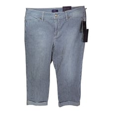 NYDJ Striped Denim Cuffed Crop Jeans Lift Tuck Old West Size 8
