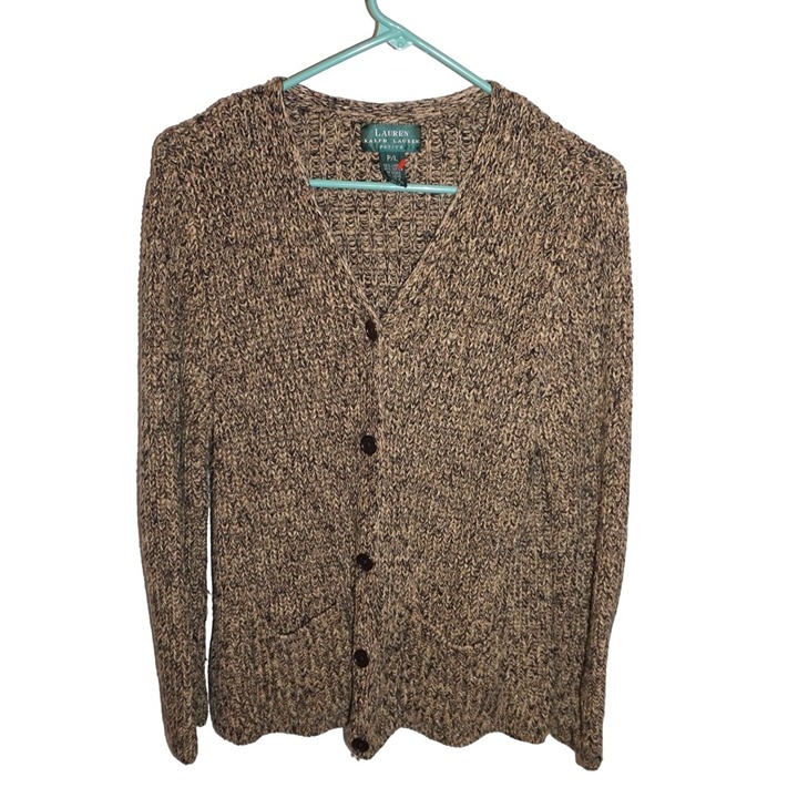 Vintage Lauren Ralph Lauren Sweater Woman Size Large Petite Cardigan Button Up