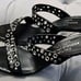 Donald J Pliner Couture Toia Black Leather Silver Grommet Heels Womens Shoes 8.5