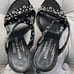 Donald J Pliner Couture Toia Black Leather Silver Grommet Heels Womens Shoes 8.5