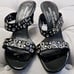 Donald J Pliner Couture Toia Black Leather Silver Grommet Heels Womens Shoes 8.5