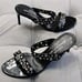 Donald J Pliner Couture Toia Black Leather Silver Grommet Heels Womens Shoes 8.5