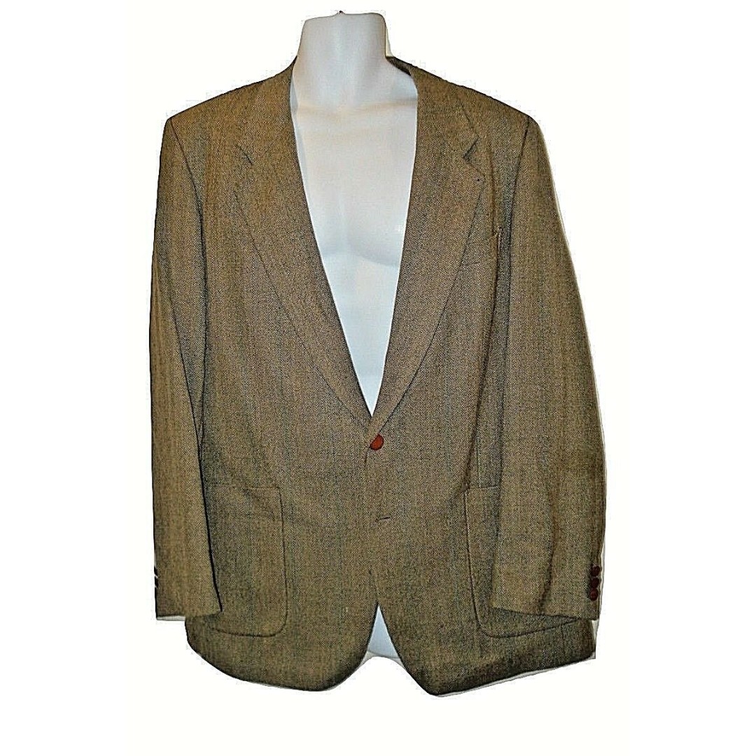 Yves Saint Laurent Mens 44 Tan Wool Silk Lined Dress Jacket Coat Size 44