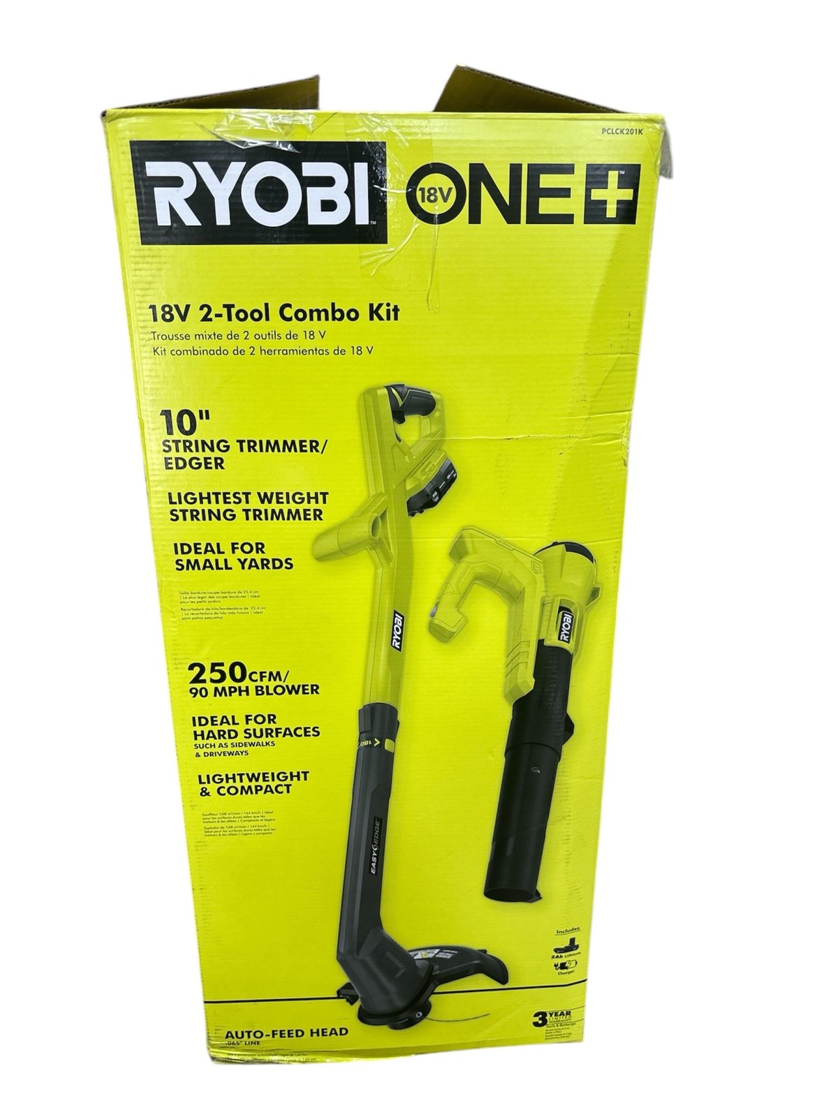 Ryobi ONE+ Cordless Trimmer Edger Blower Sweeper Combo Kit with 18V Battery