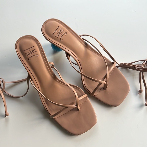 NC International Concepts Embellished Strappy Nude Heels.