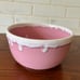 Vintage 60's Hull Crestone Pottery Pink Mixing Bowl w/White Frosted Drippy Edge