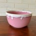 Vintage 60's Hull Crestone Pottery Pink Mixing Bowl w/White Frosted Drippy Edge