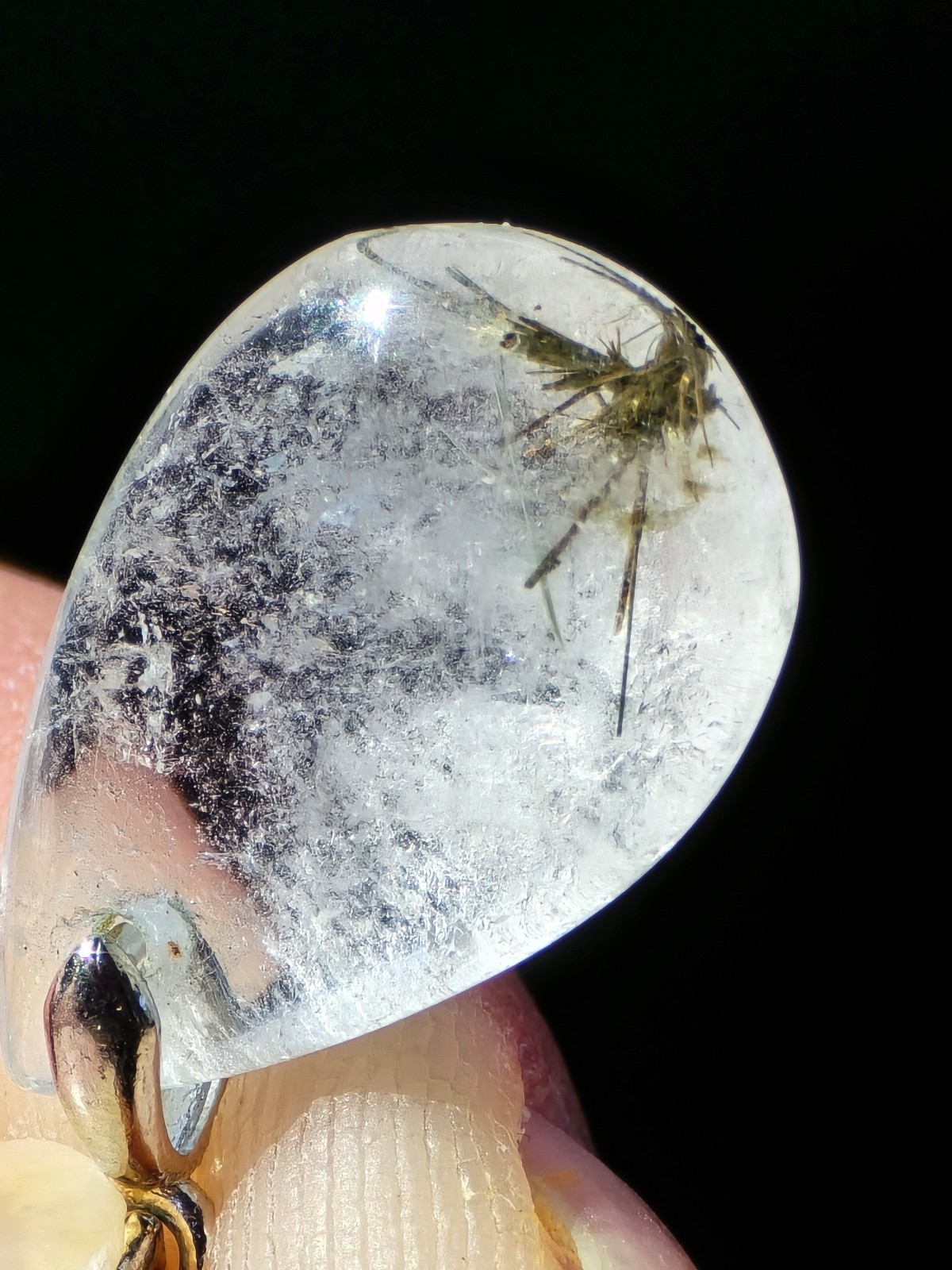 RARE & ADORABLE!♡ Chrome Green Star Rutile 'Sea Urchin' Quartz Crystal Pendant 1