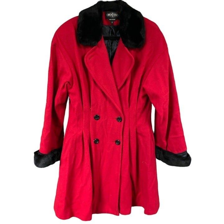 Vintage Braetan Red Wool Coat