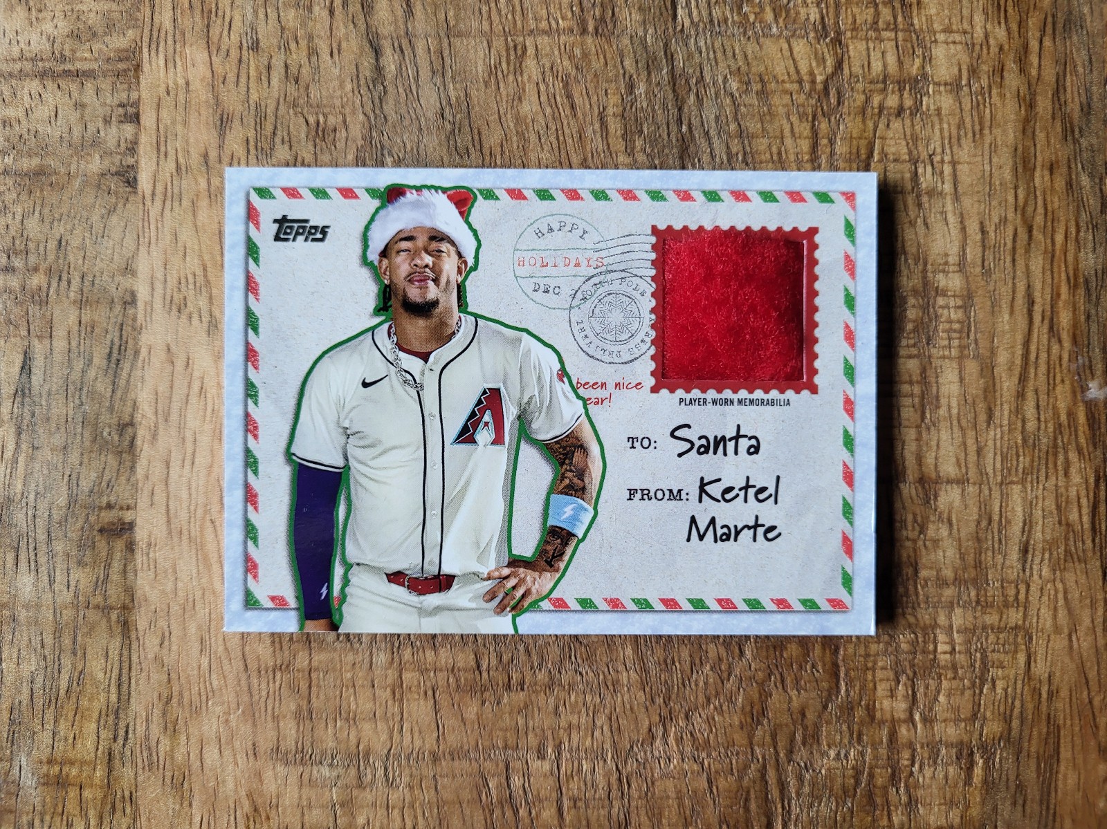 2024 Topps #HRC-KM Holiday Santa Hat Ketel Marte Relic /75