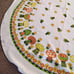 Vtg Tablecloth MCM Mushroom Block Print Table covering