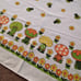 Vtg Tablecloth MCM Mushroom Block Print Table covering