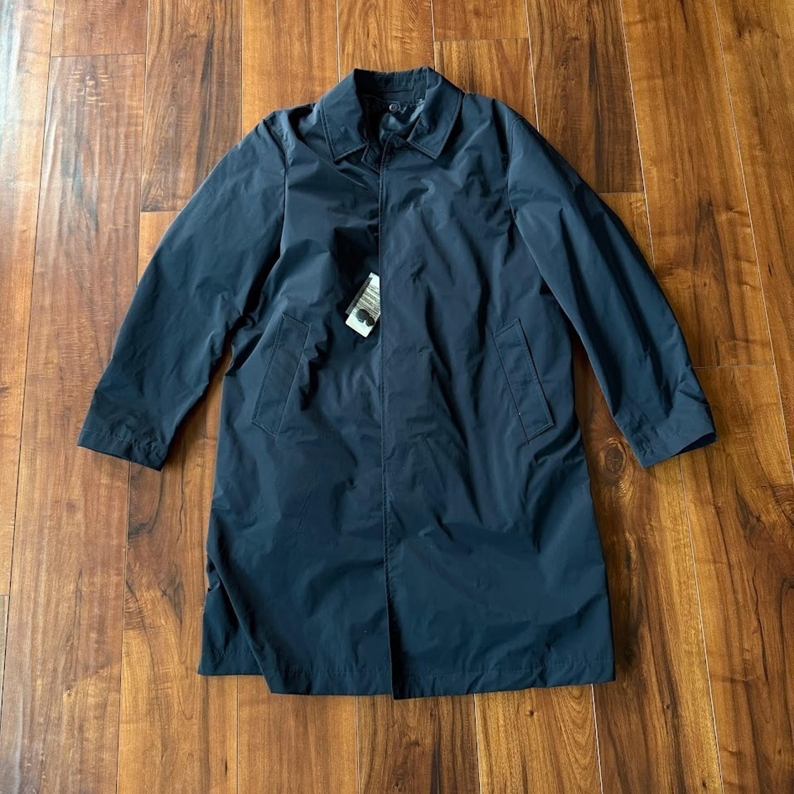 Uniqlo 2 Way Single Breasted Navy Trench Rain Coat Water-Repellent Mens XS NWT