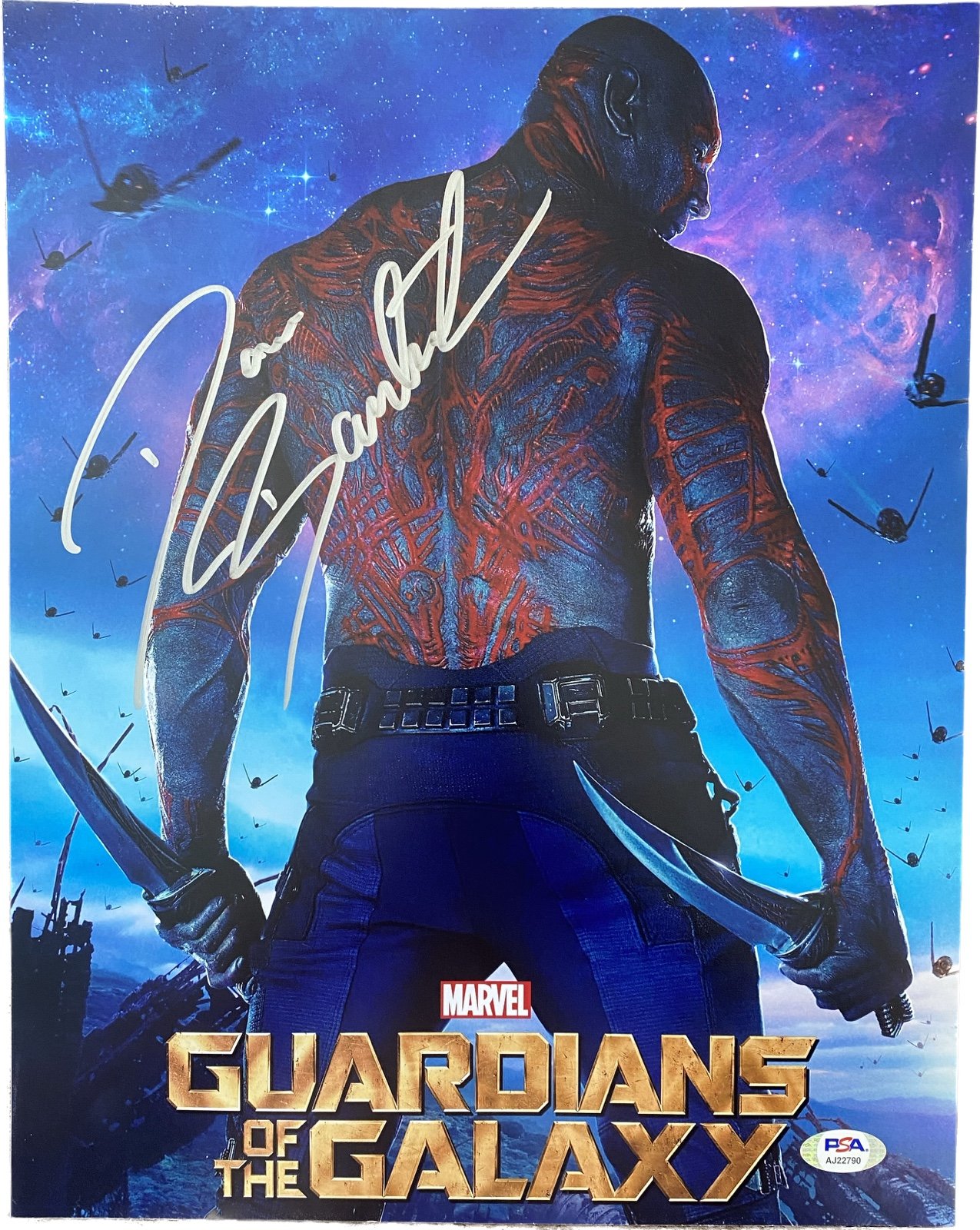 Dave Batista Signed Autograph 11x14 Photo Guardians of the Galaxy Drax PSA COA