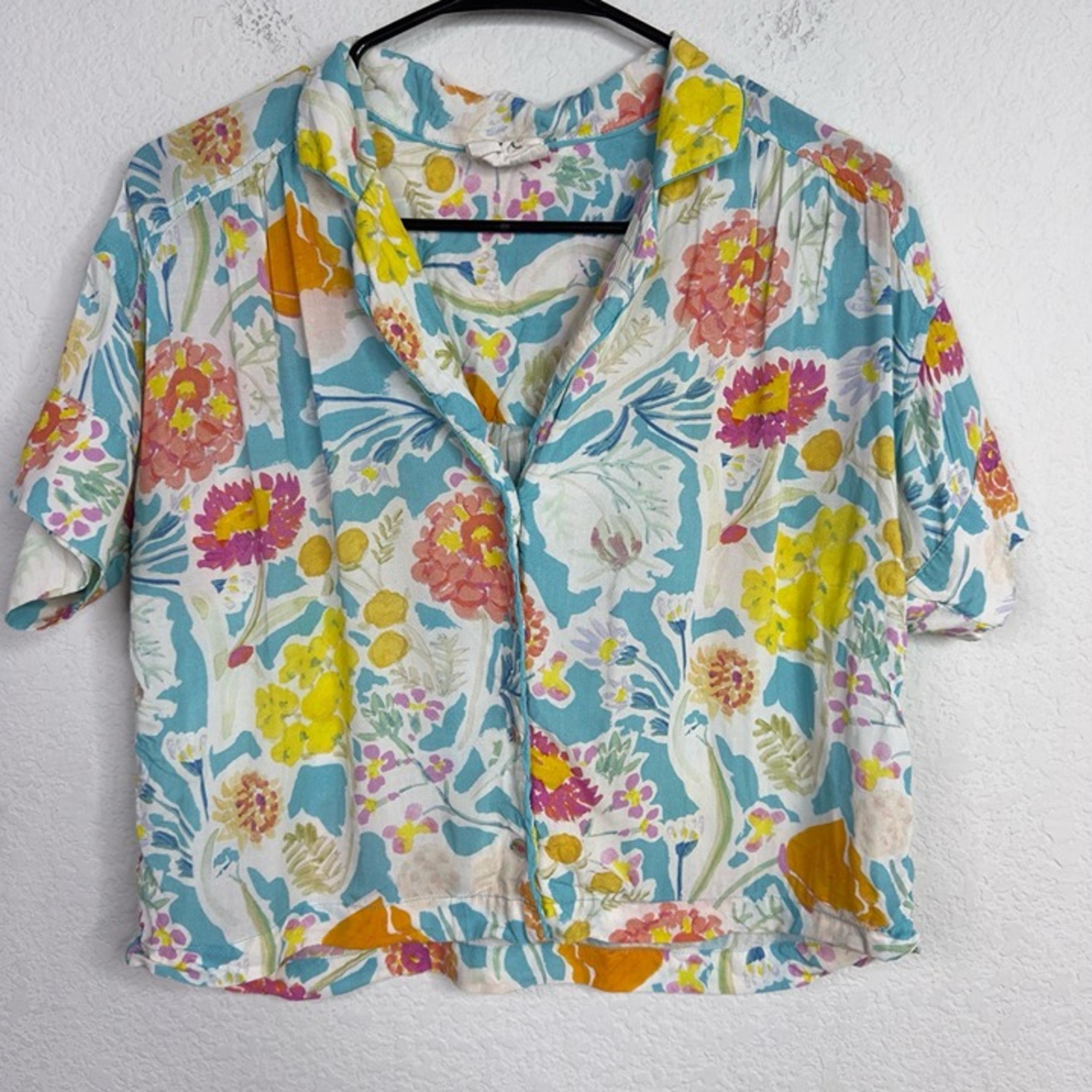 Anthropologie Sisters Gulassa Pajama Top Womens S Colorful Floral Whimsical Boho