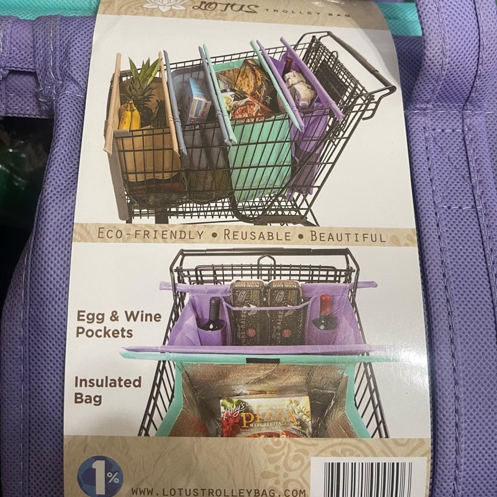 Lotus Trolley Grocery Bag Set NEW
