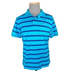 Southern Tide Skipjack Men's Turquoise & Navy Blue Striped Polo -- Large