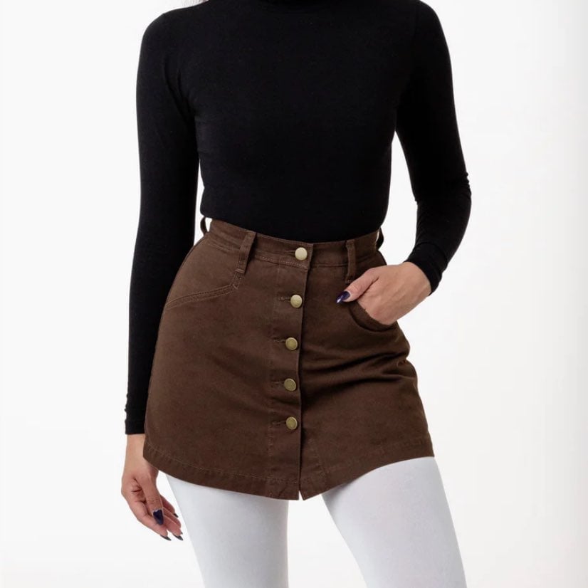 COTTON TWILL BUTTON-FRONT SKORT