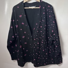 The Nines By Hatch Maternity Black Floral Sweatshirt Cardigan Large Pockets NEW