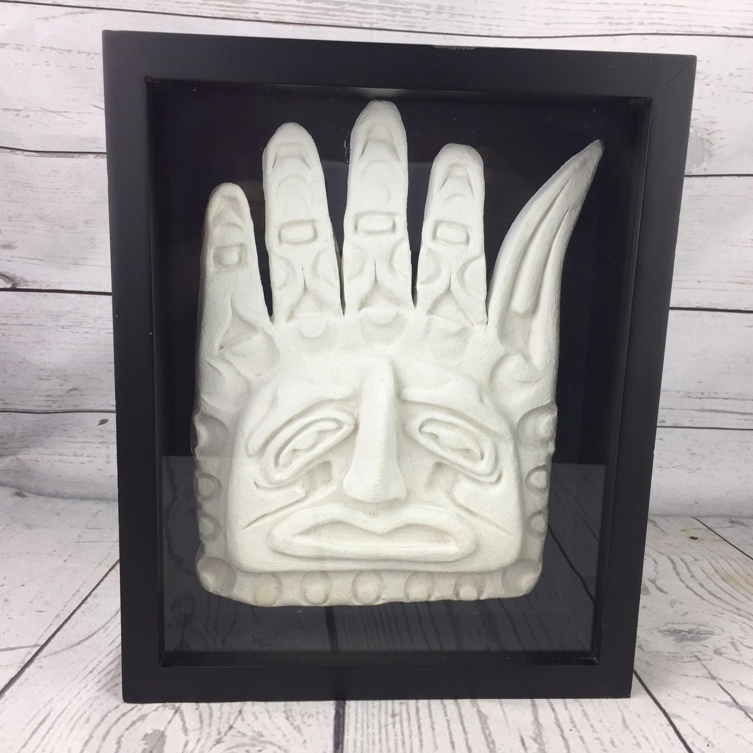 Polynesian Ceramic Hand Mask Tiki Art