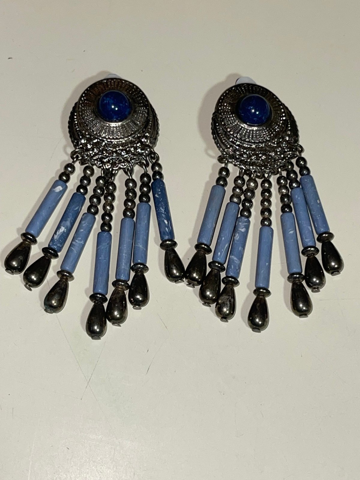 Vintage Native American Clip On Earrings with Dangles