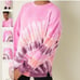 Victorias Secret Pink Varsity Sweatshirt Oversized pullover Pink Tie dye Medium