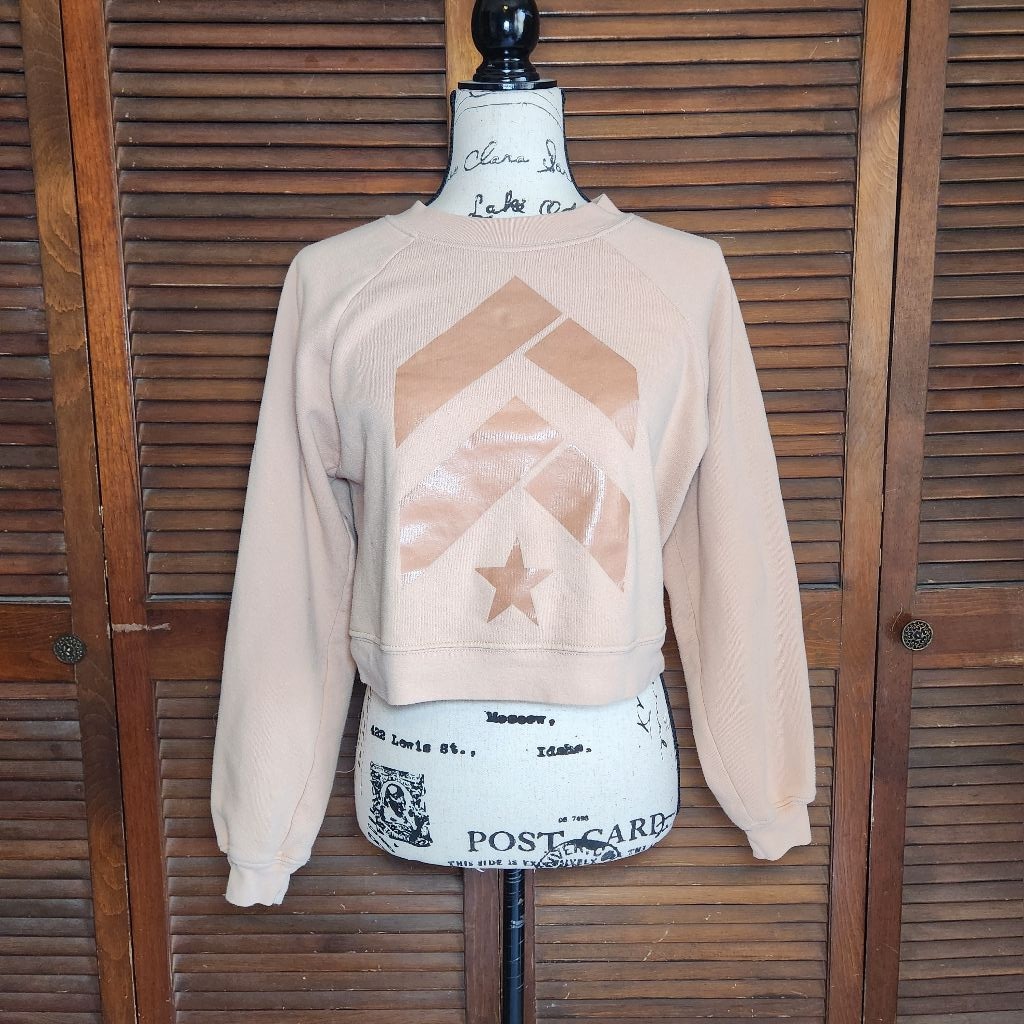Barry's Peach Cropped Crew Neck Logo Sweatshirt