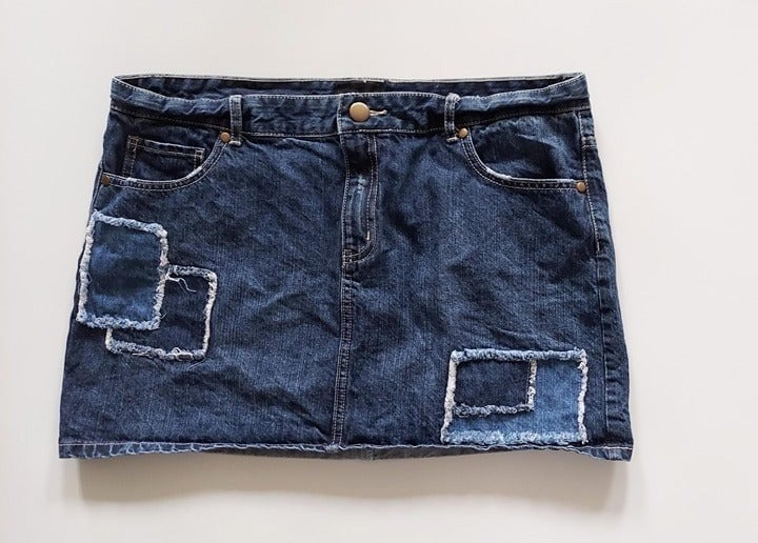 Joe Boxer Skirt Juniors 13 Blue Jean Denim Patchwork Mini
