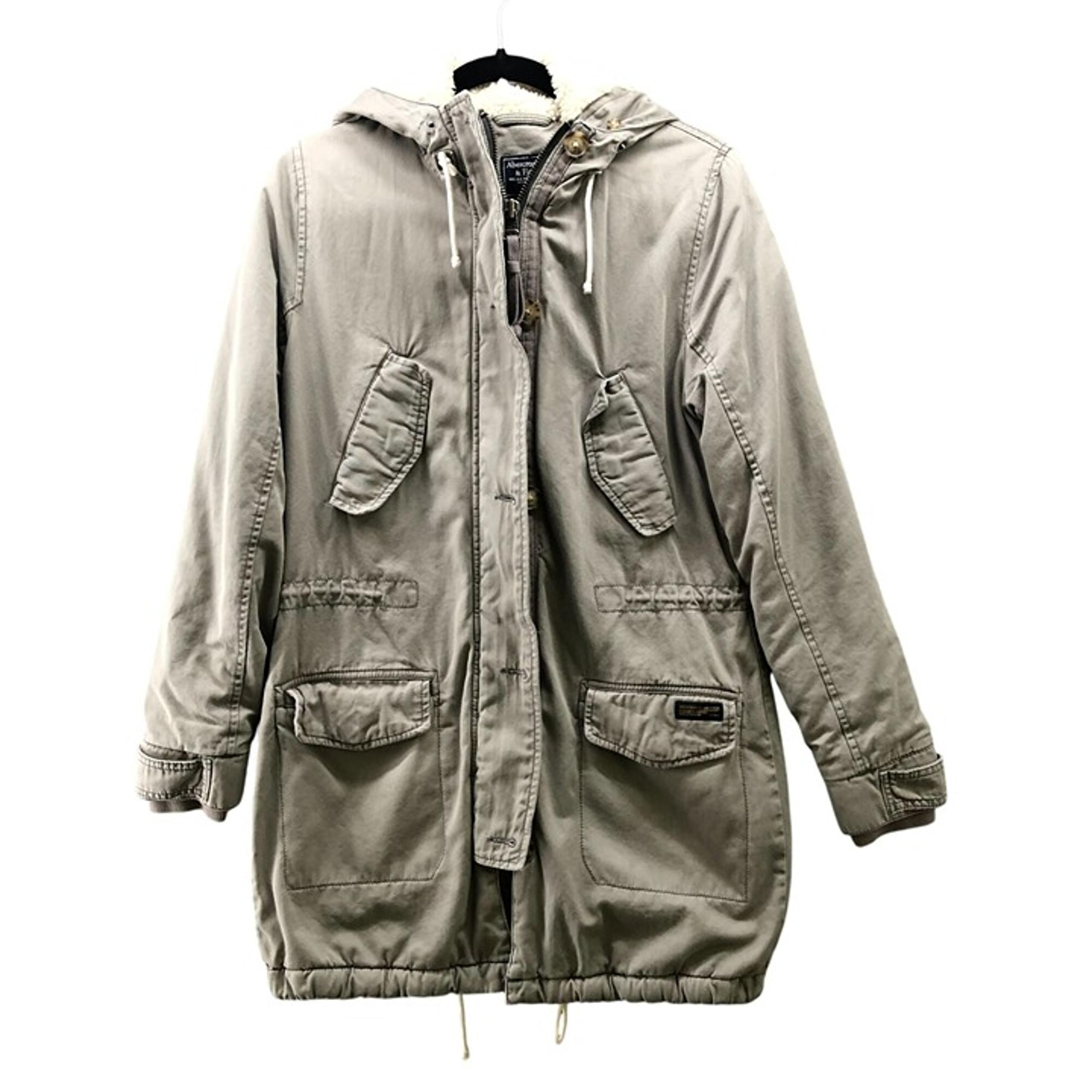 Abercrombie & Fitch Sherpa Lined Parka Jacket Womens S Hooded Olive Winter Y2K