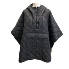 Zara Black Lightweight Pullover Pancho Cape Quilted Modern Warm Jacket SZ M