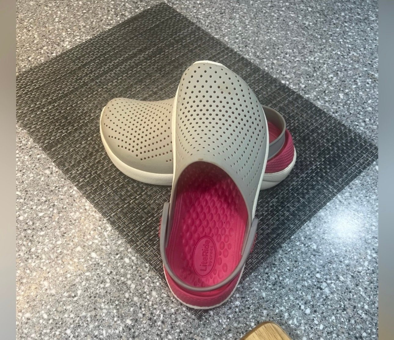 Grey and pink Crocs clogs #clogs size 6