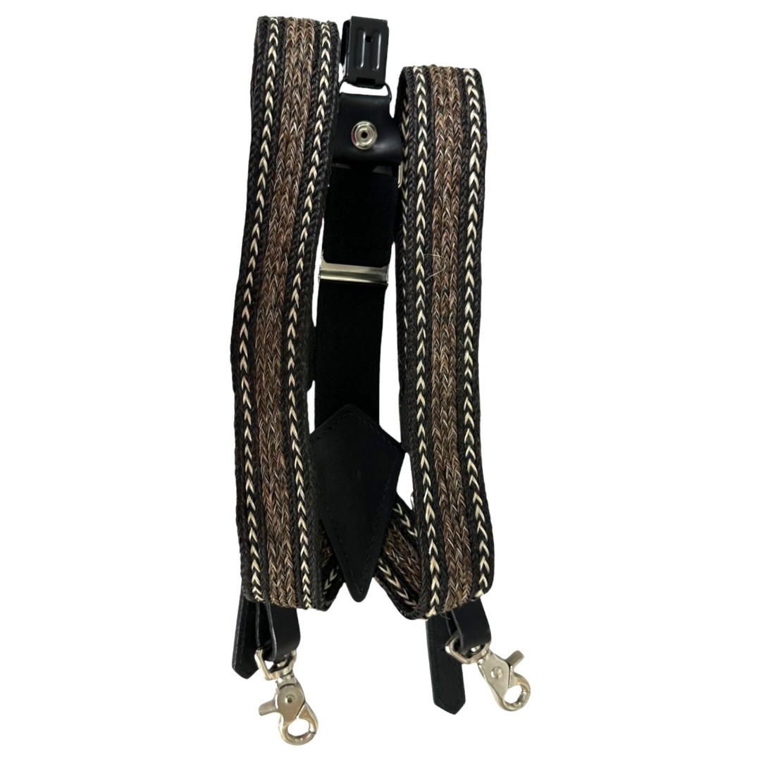Suspender Store Skyweave Horsehair Suspenders Geometric Black Leather Medium