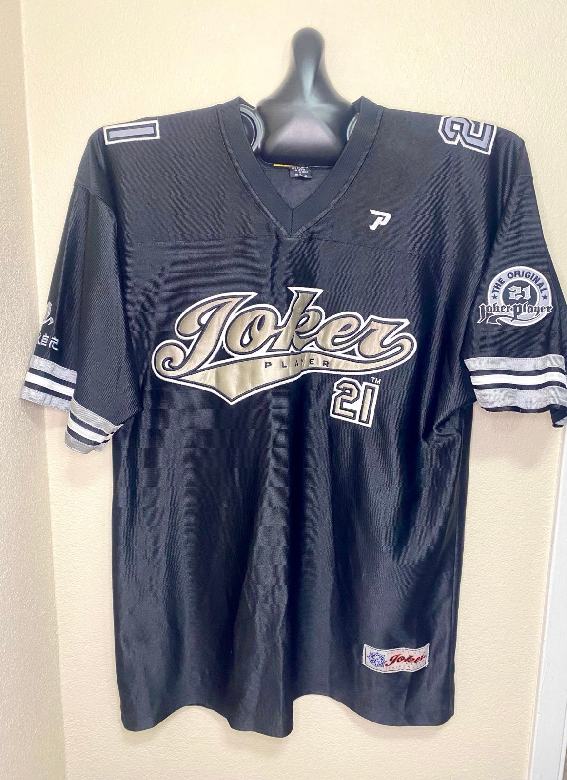 Vintage Joker Player Black Silver Hip Hop Jersey Sz XL Cholo Wear