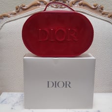 DIOR Beauty Red Patent Zipped Cosmetic Pouch w/Handle Mini Bag New In Box