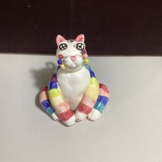 Amy Lacombe Whimsiclay 2001 Hippie Boho Peace 1960s Cat Figurine