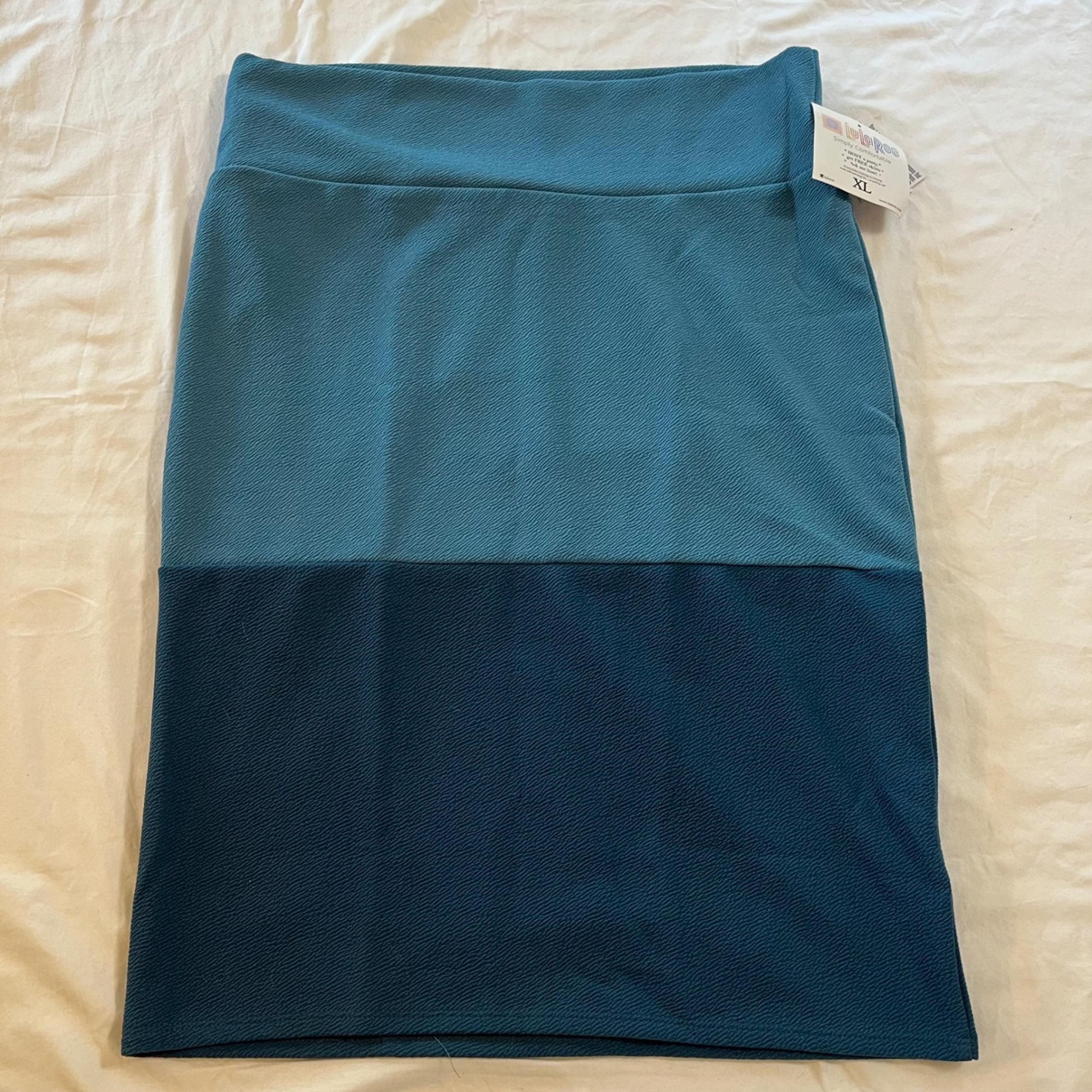 New LuLaRoe CASSIE Pencil Skirt Womens XL (Fits 18-20) Stretch Solid Blue D4