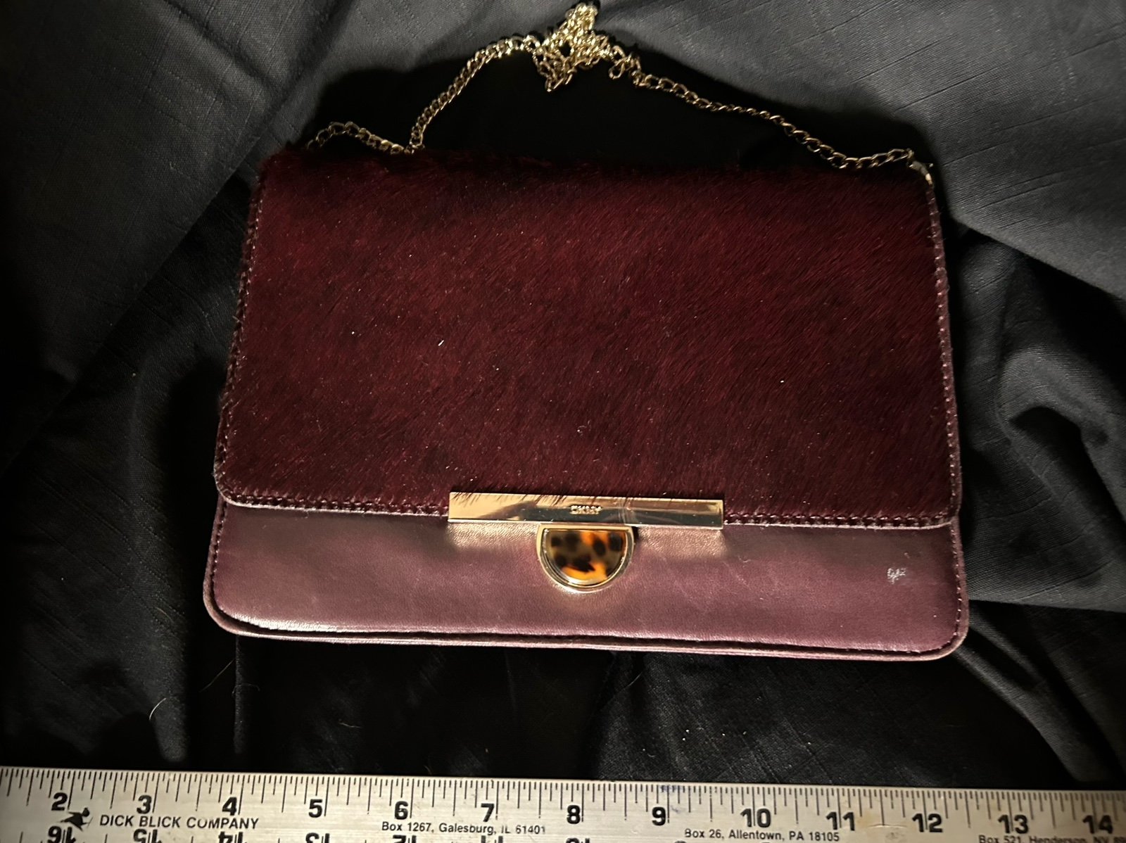 Vintage DKNY maroon clutch