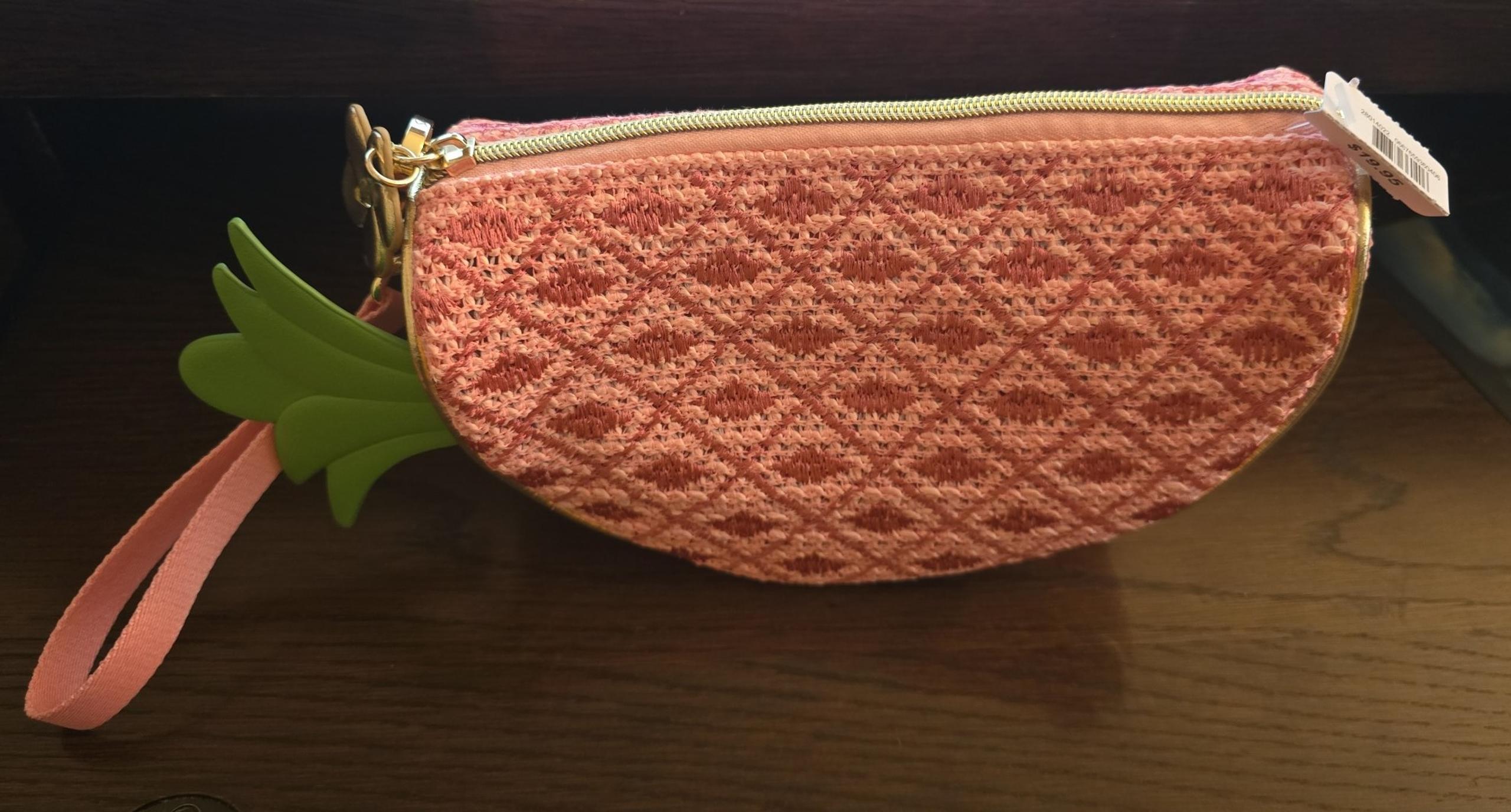 Bath and Body Works Pineapple Wristlet Zipper Case Clutch Purse Makeup Bag