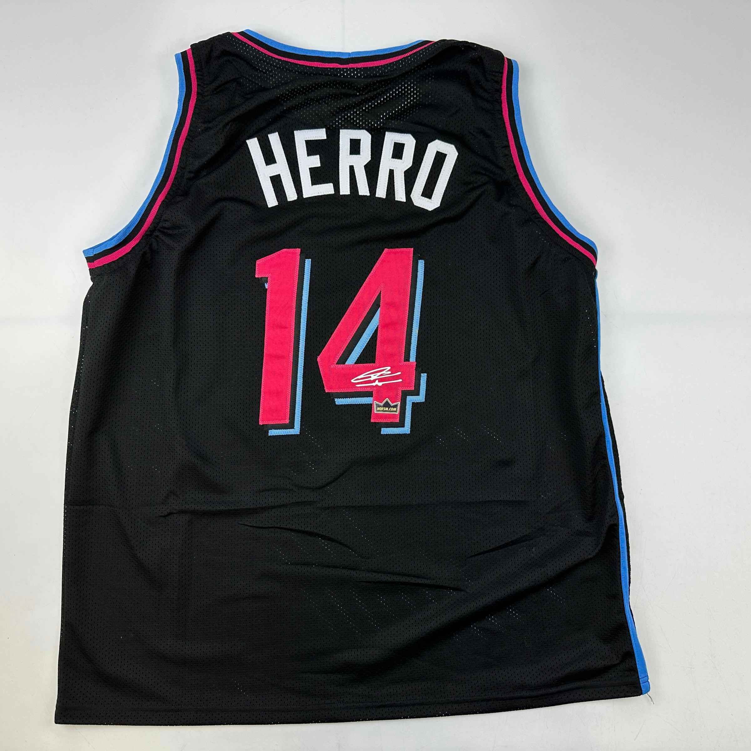 Facsimile Autographed Tyler Herro Miami Black Vice City Auto Jersey Size Men's