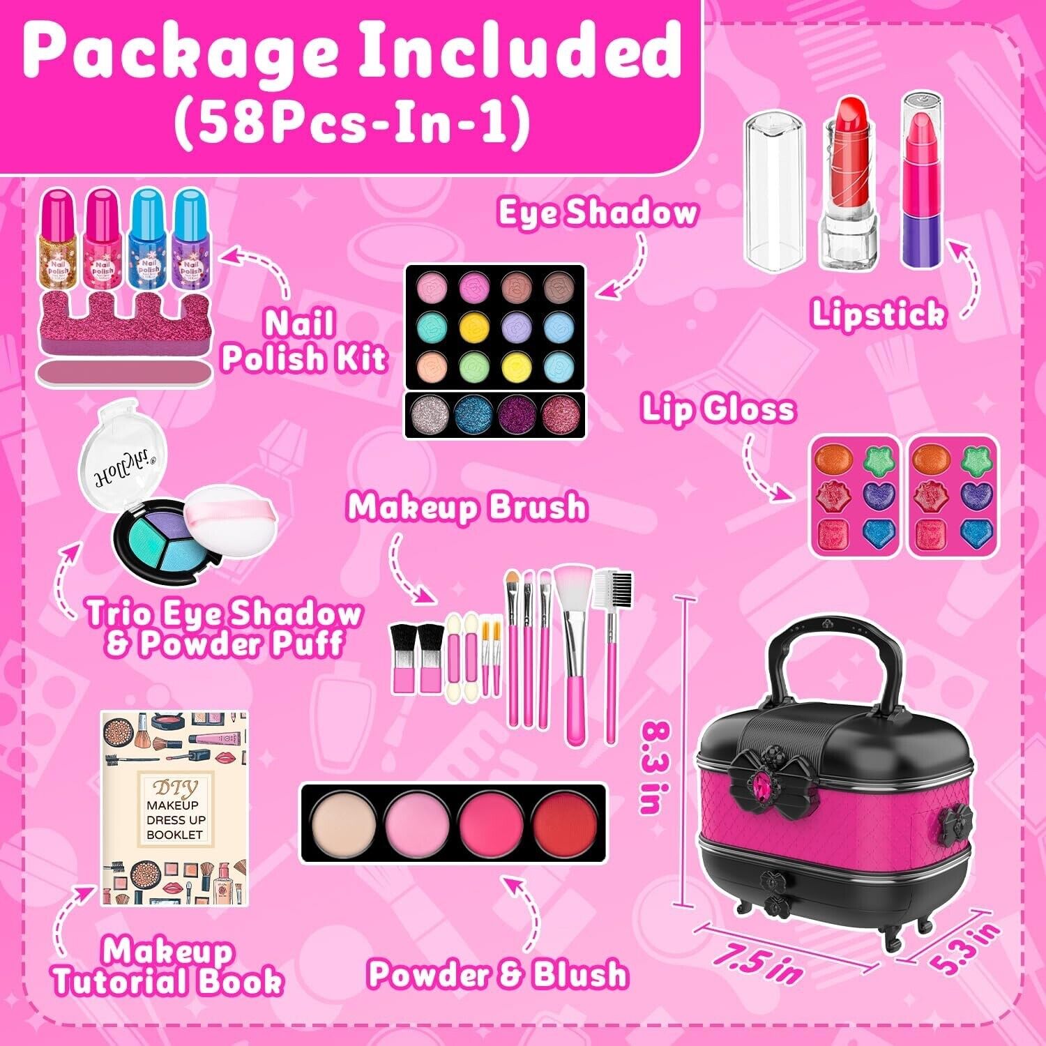 kids makeup kit for girl - little girls real make up set washable makeup toy